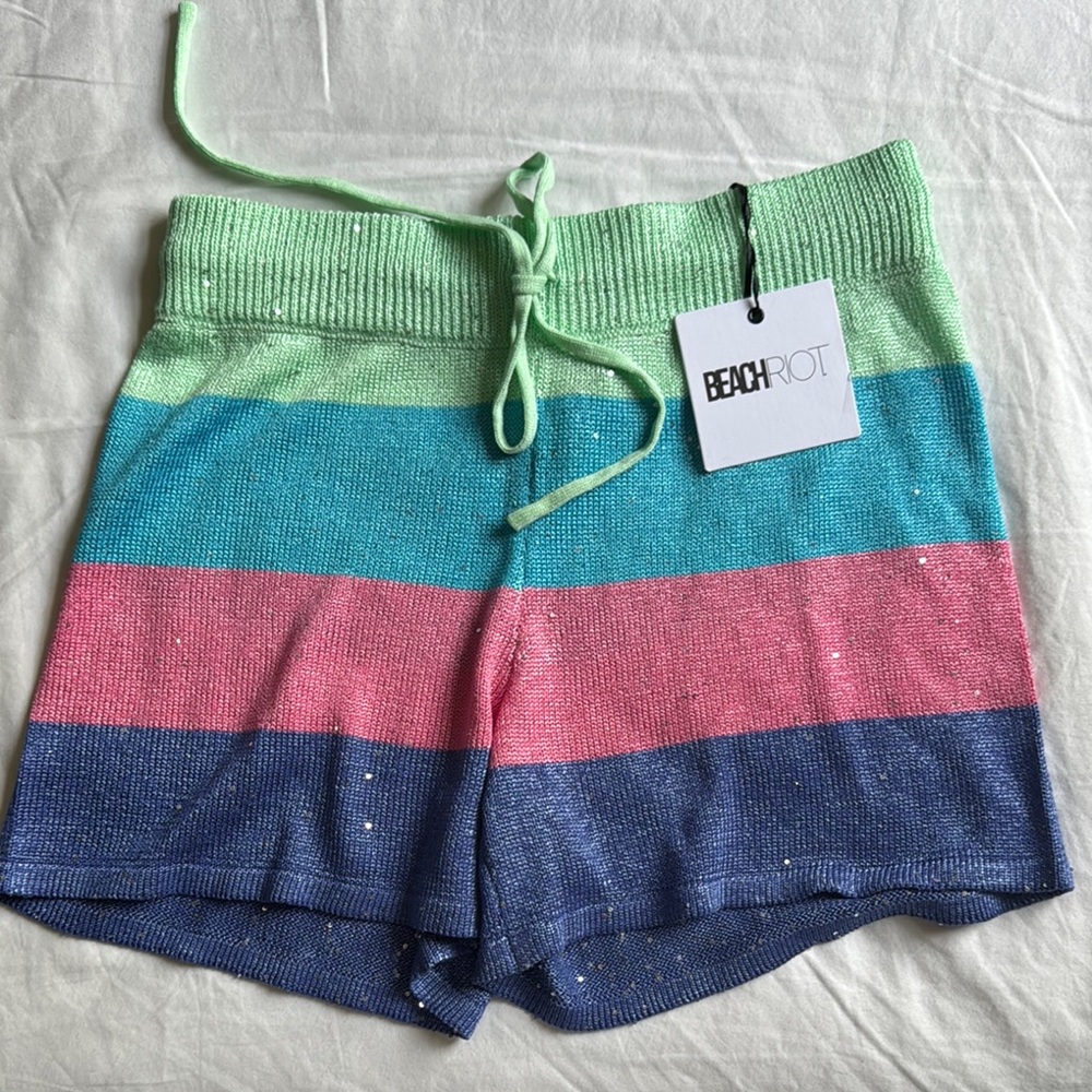 Beach Riot Women's Striped Knit Shorts - Multicolor NWT